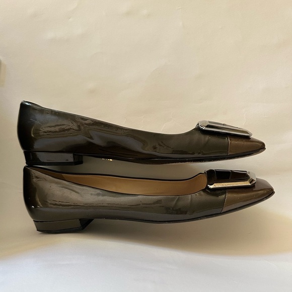 PRADA Vintage Milano Two Tone Patent Leather Flats,Brown/Black,Size 41 (10.5-11) - Picture 9 of 10